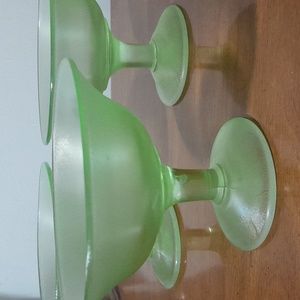 Green Iridescent Sherbet Bowls
